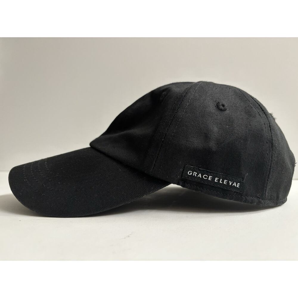Grace Eleyae Black Satin-Lined Baseball Hat Adjustable Cap OS Natural Hair